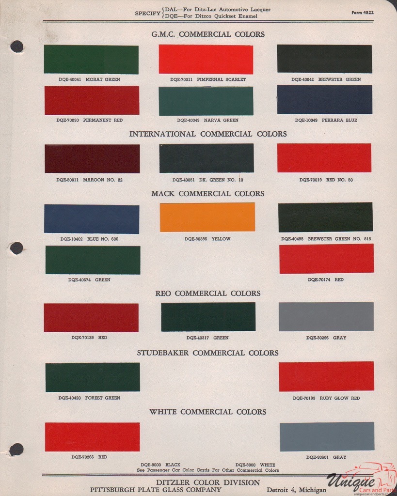 1945 International Truck Paint Charts PPG 1